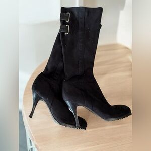 BCBG Generation Black Heeled Suede Knee High Boots Size 7.5